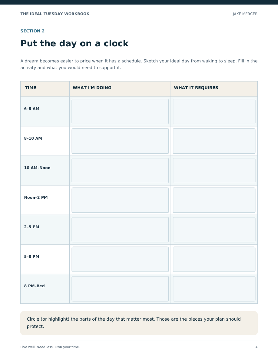 Workbook time-block planner
